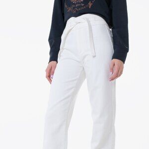 Tommy Hilfiger Denim High Rise Relaxed Straight Trousers in White